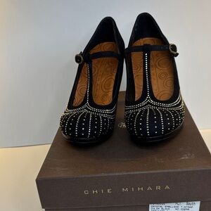 Chie Mihara Black and White Heels